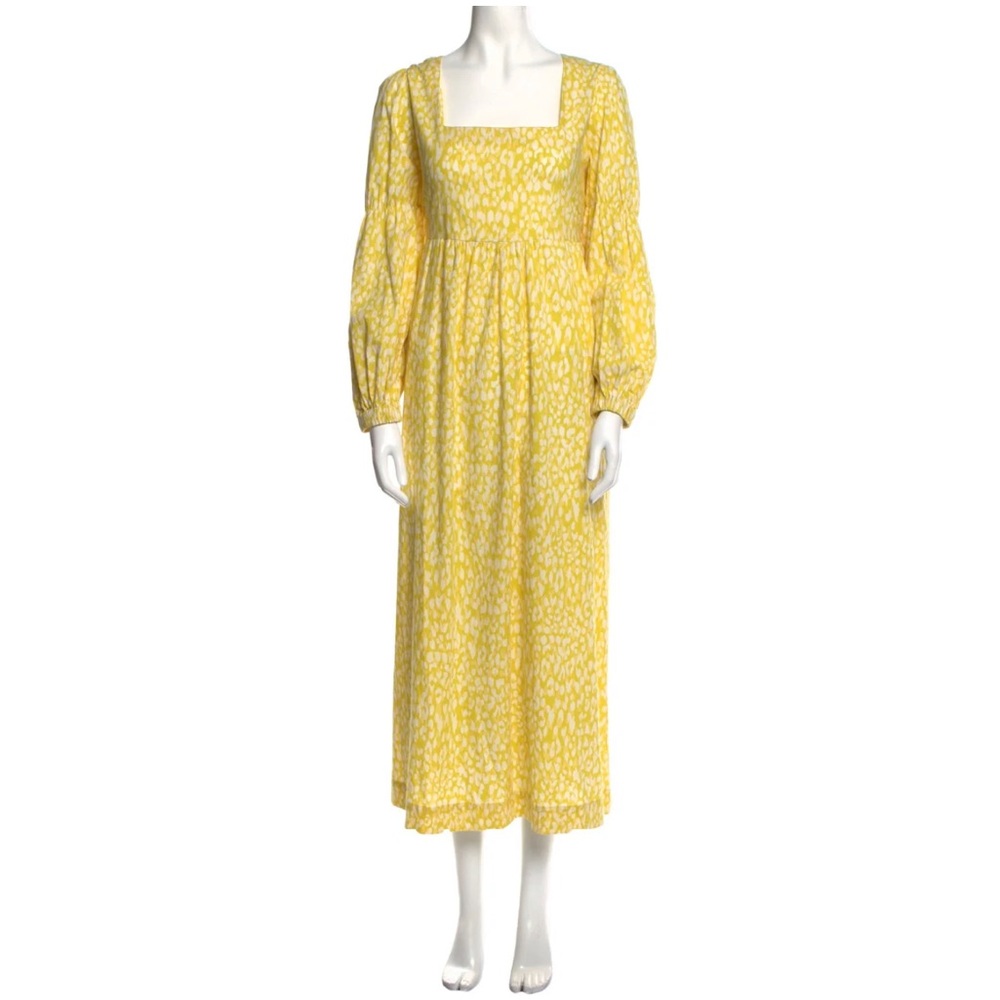 Yellow Printed MIDI Dress